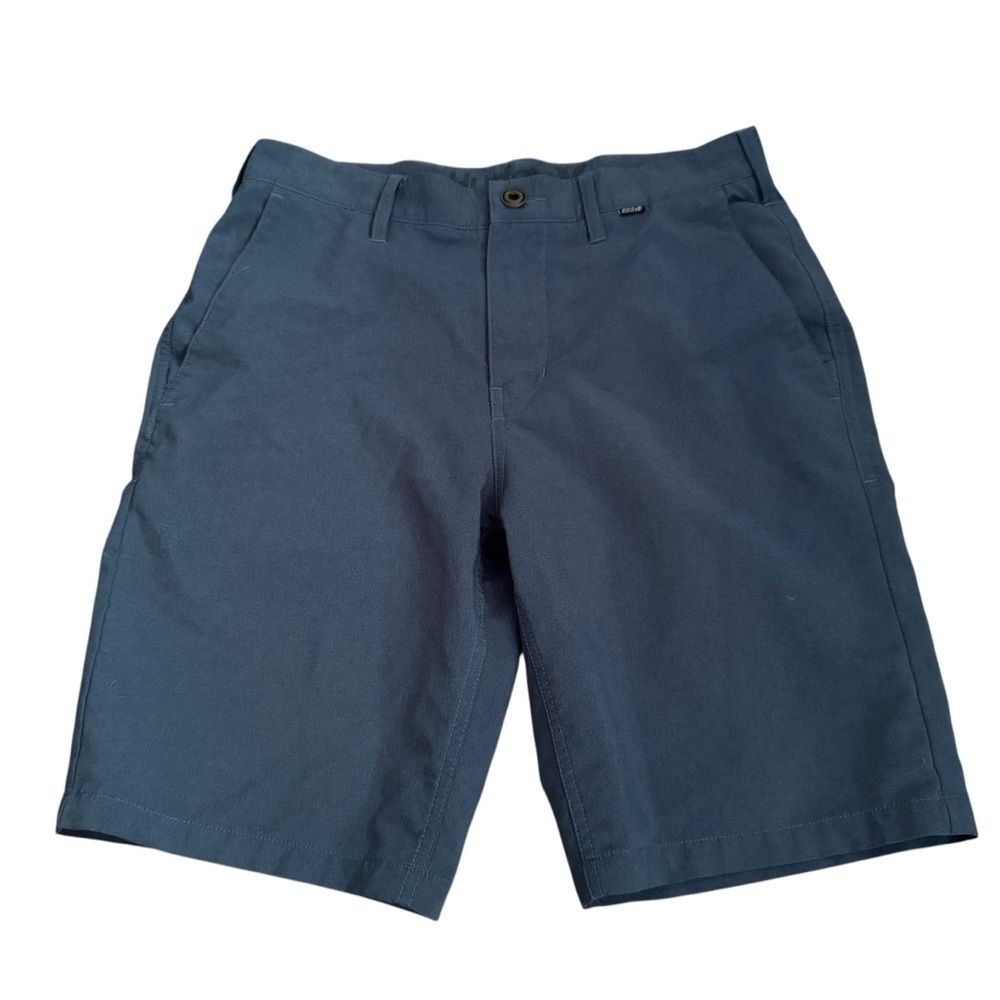 Hurley Slate Blue Flat Front Casual Shorts with Relaxed Fit